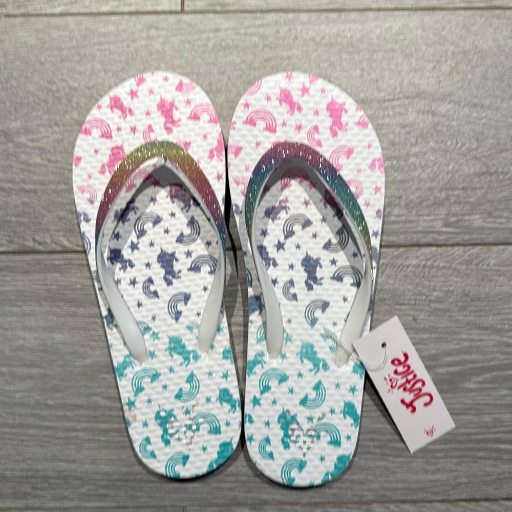 NWT Justice Girls Flip Flops Size 2/3